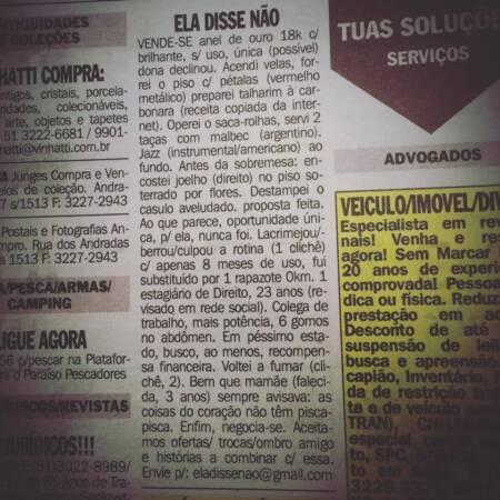 O jornal Zero Hora compartilhou a foto do anúncio nas redes sociais