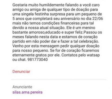 Autora da publicação revelou que recebeu mensagens de apoio e ofertas de todo Brasil