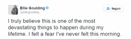 “Eu realmente acredito que essa é uma das coisas mais devastadoras que aconteceram durante a minha vida. Nesta manhã, eu senti um medo que eu nunca havia sentido antes.”