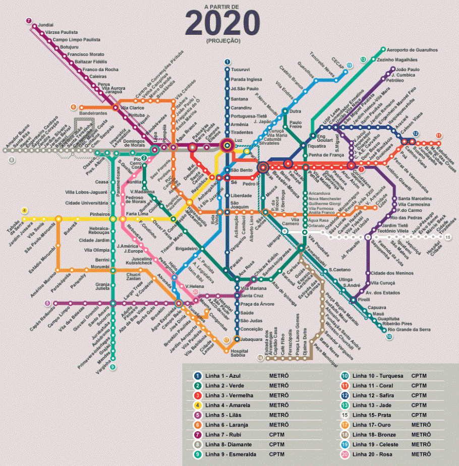 Malha do metrô idealizada