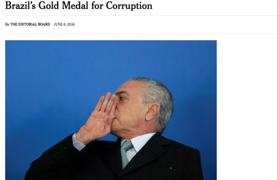 Foto que abre o editorial publicado pelo jornal norte-americano