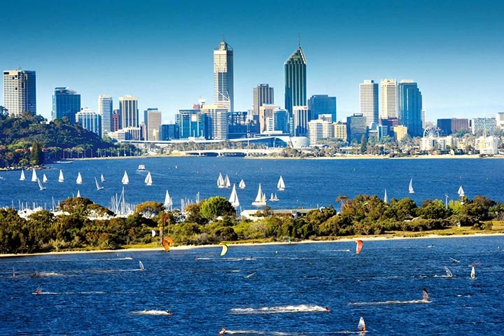 Vista panorâmica da baía de Perth