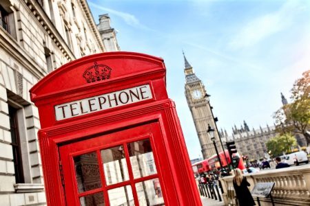 Cabine de telefone público de Londres, Inglaterra