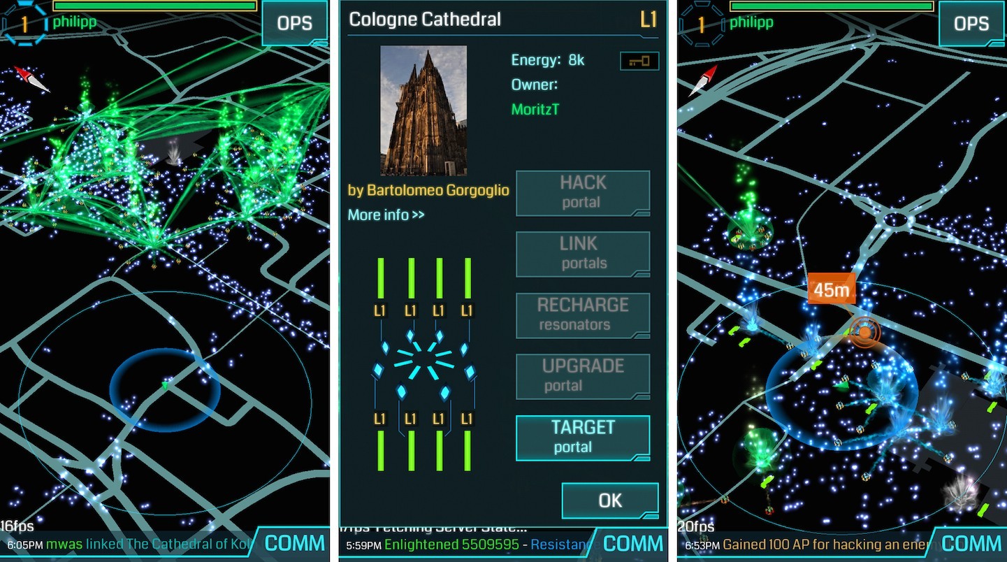 Imagem do Ingress, jogo anterior que serviu de banco de dados para Pokémon Go"