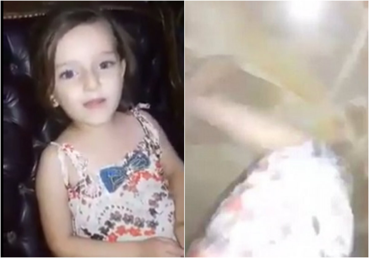 No vídeo, a criança síria aparece brincando antes do bombardeio