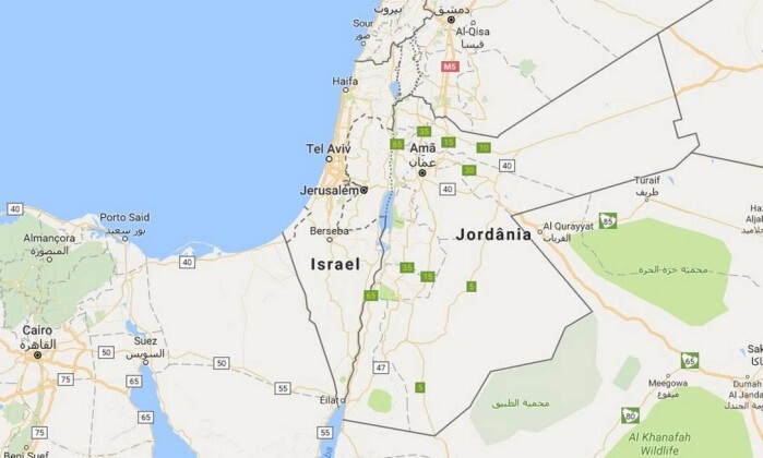 Na versão atual do Google Maps, não aparecem nem Cisjordânia nem Palestina