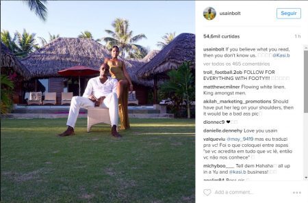 Usain Bolt e Kasi Bennett em foto postada no Instagram do velocista jamaicano