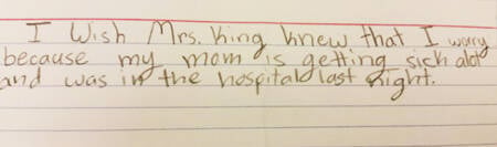 “Eu gostaria que Mrs. King soubesse que eu me preocupo porque minha mãe está ficando doente, velha e eu estive no hospital ontem à noite.”