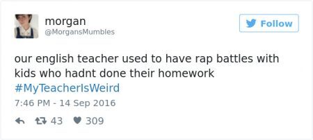 Nosso professor de inglês fazia batalhas de rap com crianças que não tinham feito suas lições de casa #MeuProfessorÉEstranho
