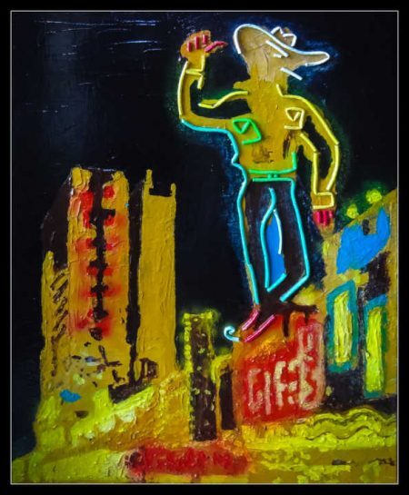 Pintura “Electric Cowboy”, realizada aos 13 anos