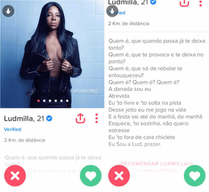 Ludmilla usa Tinder para divulgar novo álbum