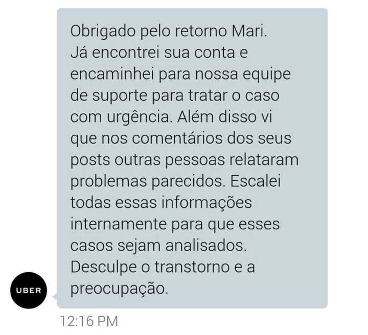 A empresa respondeu a reclamação da usuária