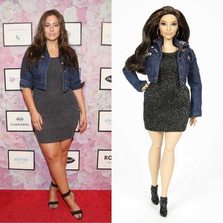 Ashley Graham compartilhou esta imagem comparativa no seu Instagram