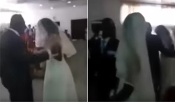 Mulher usando vestido igual ao da noiva invade casamento