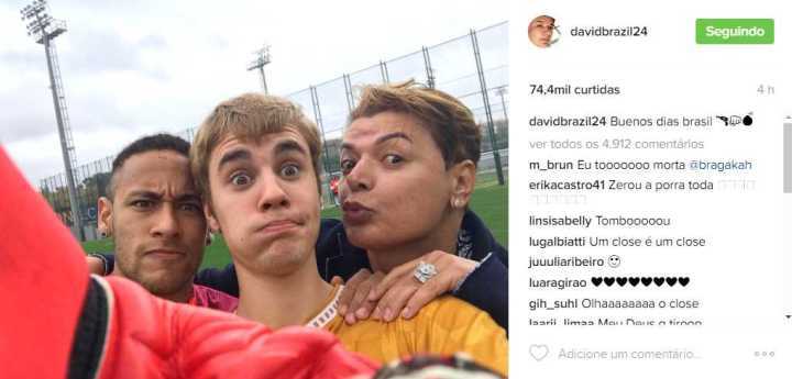 Neymar Jr., Justin Bieber e David Brazil em selfie “histórica” :P