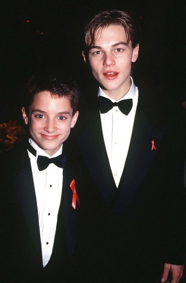 Elijah Wood aos 13 e Leonardo Dicaprio aos 20, na 66ª premiação do Oscar, em 1994