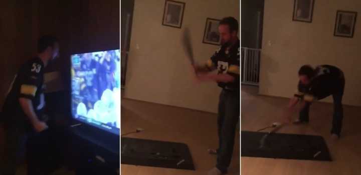 Família filma homem destruindo televisão após derrota do seu time