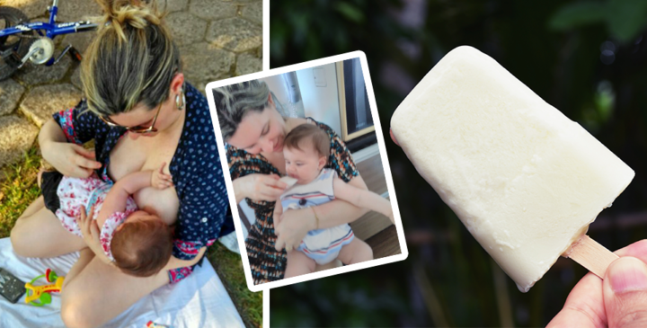 "Sempre que está muito quente, eu ou o Alex, o paizão, damos o picolé pra ela se refrescar", conta a enfermeira obstetra Kelen Pompeu