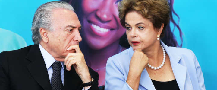 A ex-presidente Dilma e o atual presidente, Temer, cuja chapa está sendo investigada pelo TSE