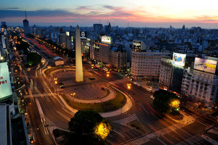 Vista do Obelisco, em Buenos Aires