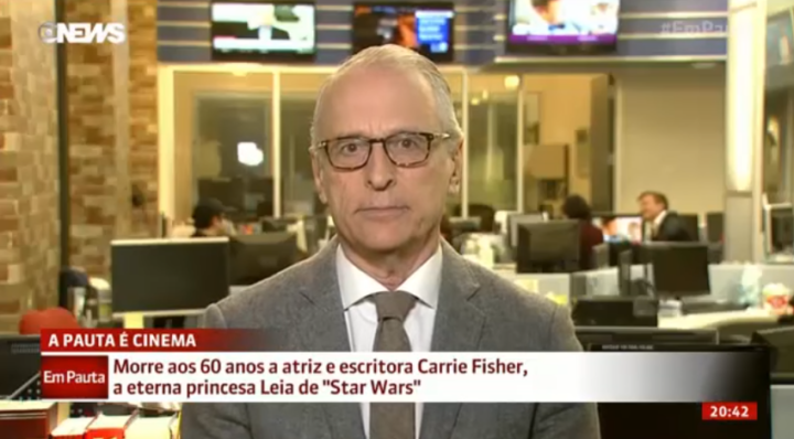 Jorge Pontual imita Chewbacca ao vivo e faz piada sobre morte de Carrie Fisher, a princesa Leia