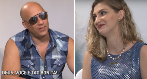 O ator Vin Diesel e a youtuber Carol Moreira