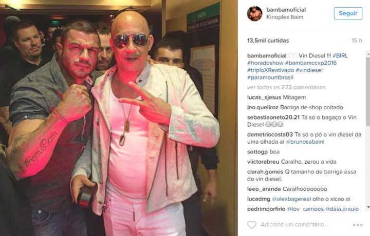 Internautas estão revoltados com a barriga avolumada do ator Vin Diesel. Vê se pode!