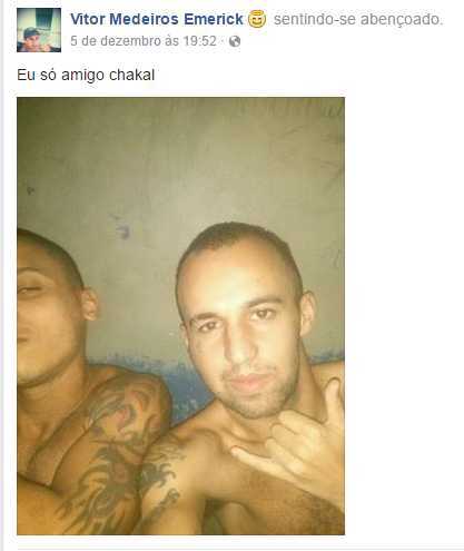 Outra foto publicada por Vitor de dentro da prisão