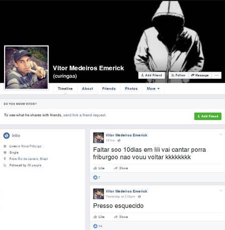 Detento atualiza Facebook e conta as novidades