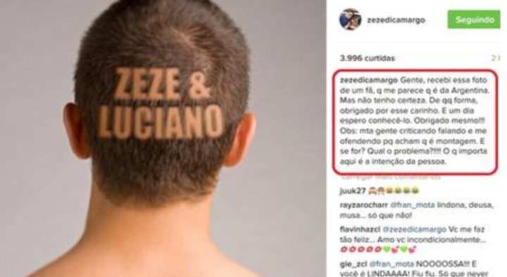 Zezé di Camargo posta homenagem fake de fã e seguidores dão risada