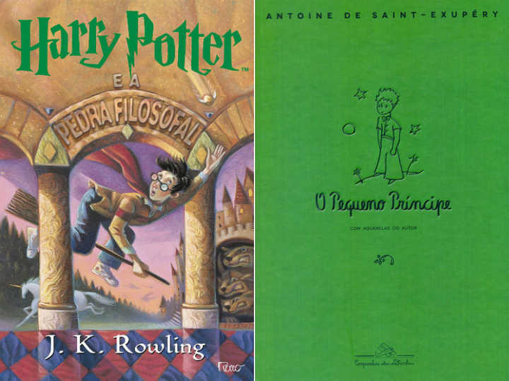 As capas de “Harry Potter e a Pedra Filosofal” e “O Pequeno Príncipe”