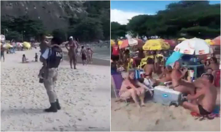 As pessoas que estavam na praia se solidarizaram para ajudar o menino que se perdeu da mãe