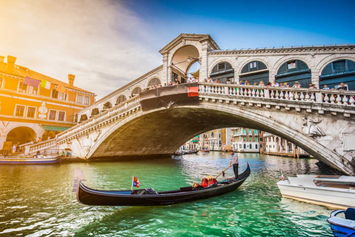 As tradicionais gôndolas de Veneza