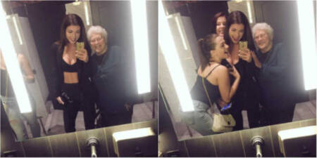 Elas tiraram selfie juntos da idosa