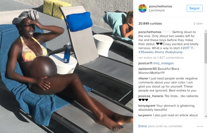 A modelo Porsche Thomas que foi vítima de racismo no Instagram