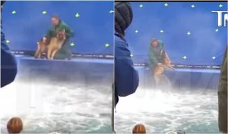 Vídeo, divulgado semanas antes do lançamento de "Quatro Vidas de um Cachorro", mostrava cão jogado na água à força