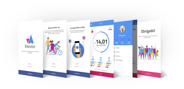 O aplicativo Eleven Challenge transforma o movimento do usuário em doações por empresas, sendo que o usuário só gasta mesmo as suas calorias.