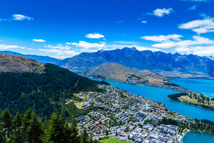 Vista de Queenstown, na Nova Zelândia