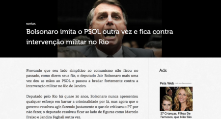 JornaLivre aponta Bolsonaro como simpático ao comunismo