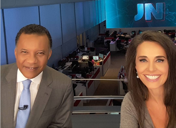 Os apresentadores do “Jornal Nacional” Heraldo Pereira e Carla Vilhena