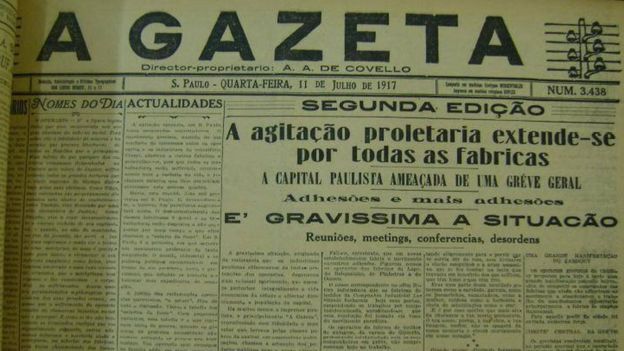 Primeira página do jornal “A Gazeta” em 1917