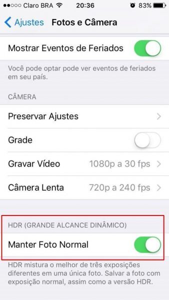 Atenção às configurações de fotos