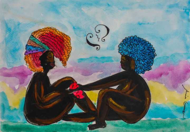 Segundo a grafiteira, “Criar uma epistemologia, através de nossas heranças ancestrais, é vislumbrar a utopia identitária negra afrofuturista, diaspórica, re- cognitando nossas cosmologias e identidades”.