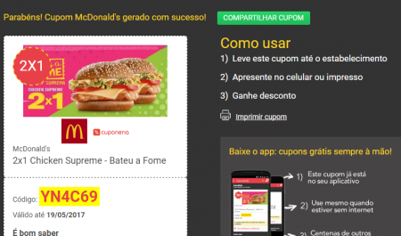 McChicken Supreme tem cupom no esquema compre 1 e leve 2