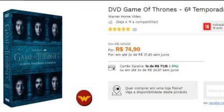 DVD da série Game of Thrones está com 50% de desconto