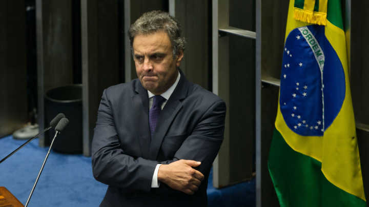 Aécio Neves (PSDB) durante discurso na tribuna do Senado