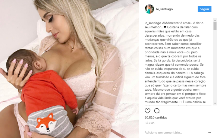 Letícia Santiago posa sensual amamentando o filho e é criticada nas redes sociais