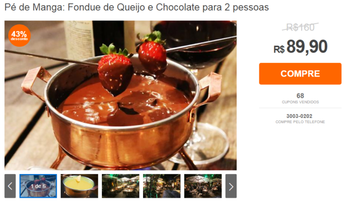 No Pé de Manga, saborear fondues de queijo e chocolate sai R$ 45 por pessoa com o desconto