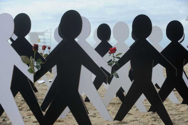 Ato contra Racismo, na praia de Copacabana (Rio de Janeiro)