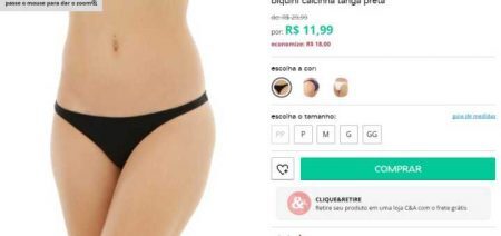 Calcinha na cor preta sai por R$ 11,90